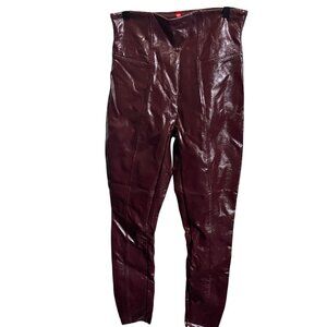 Spanx‎ Medium Faux Leather Leggings Maroon High-Waisted Pants